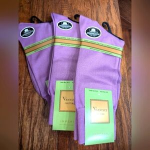 NWT Vannucci Couture purple Imperial Cotton Dress socks 3 pairs Woman 5-9